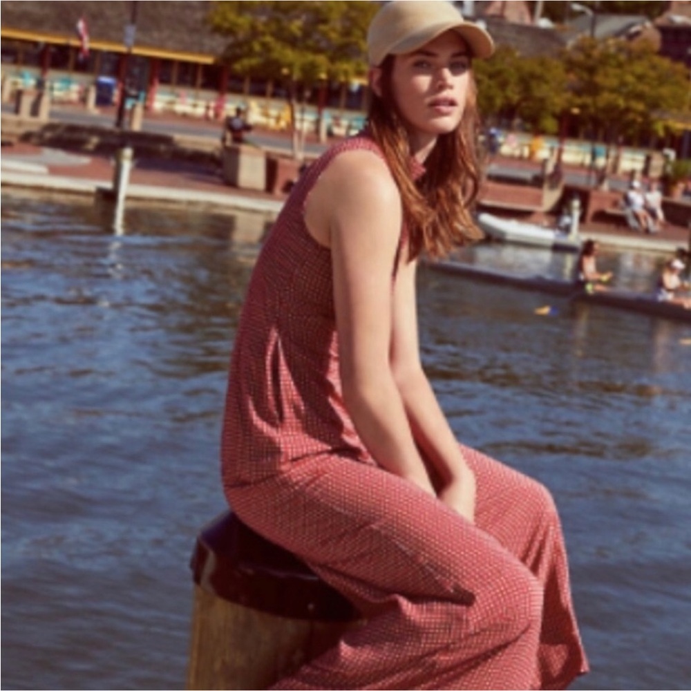 Anthropologie Maeve Red Wide Leg Jumpsuit